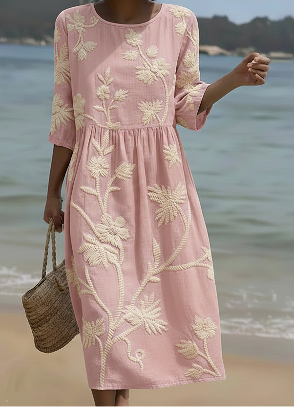 Phoebe | Plant &amp; Flower Print Midi Dress