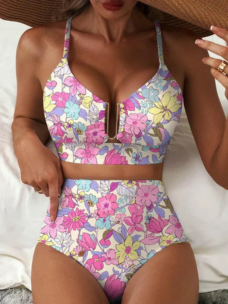 2 Piece Bikini Set U-Wire Cutout Swimsuit