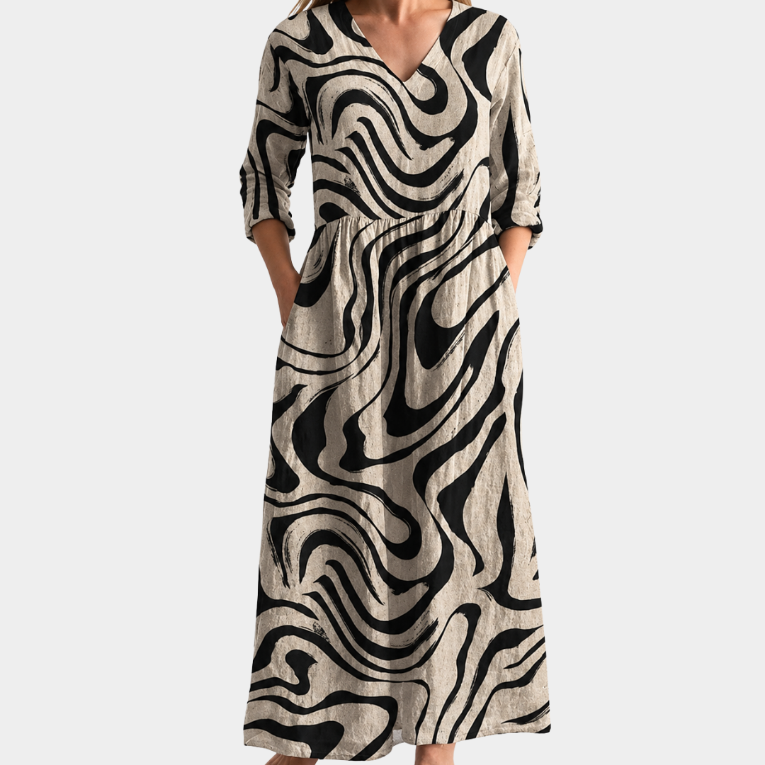 Elegant Marble Wave Statement Dress
