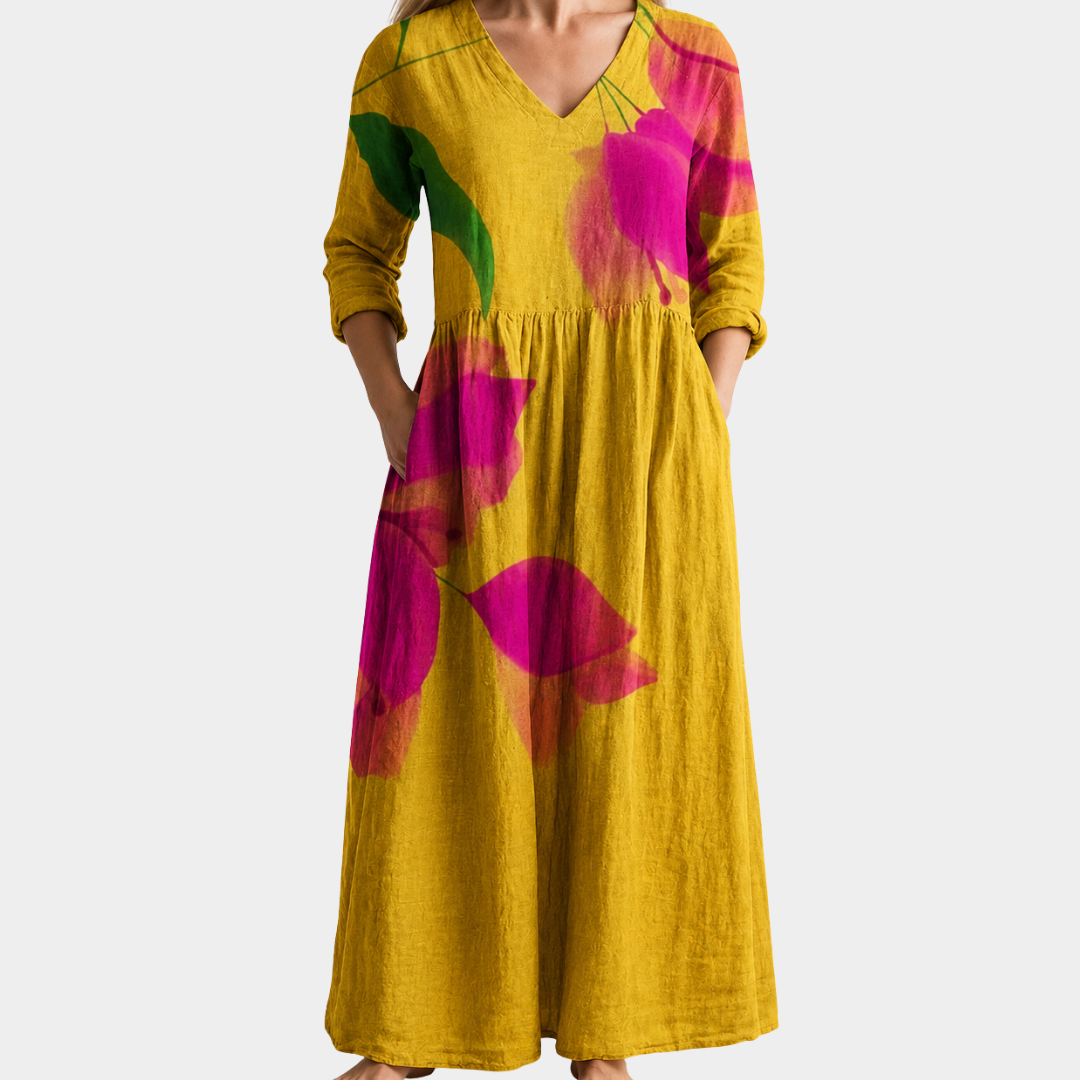 Golden Bloom Statement Dress