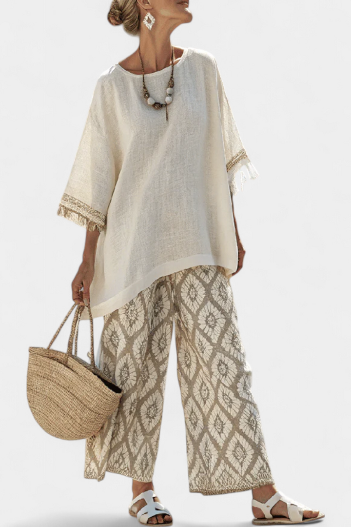 Alverra | Sophisticated Top &amp; Casual Pants Set