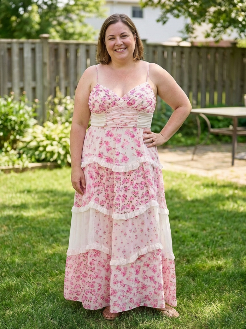 Odelia | Spaghetti Strap Ruched Bodice Floral Tiered Maxi Dress