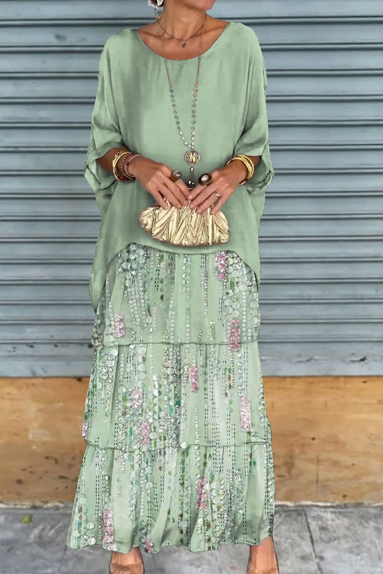 Nora | Layered Maxi Dress - Light Green