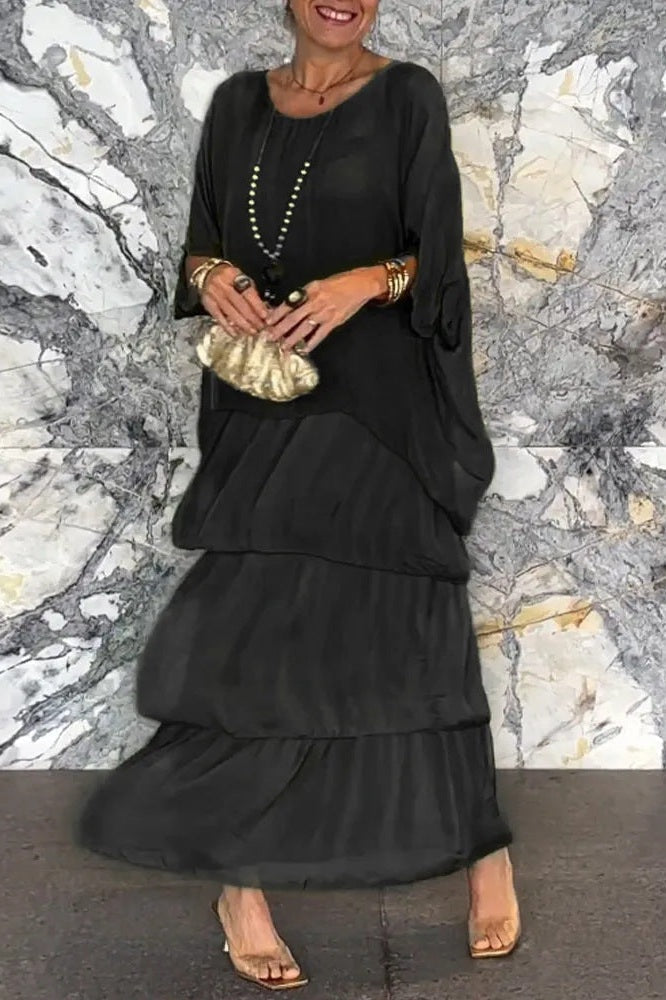 Nora | Layered Maxi Dress - Black