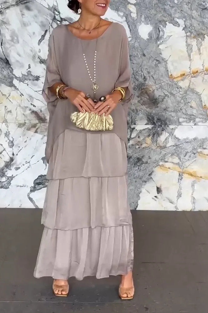 Nora | Layered Maxi Dress - Grey