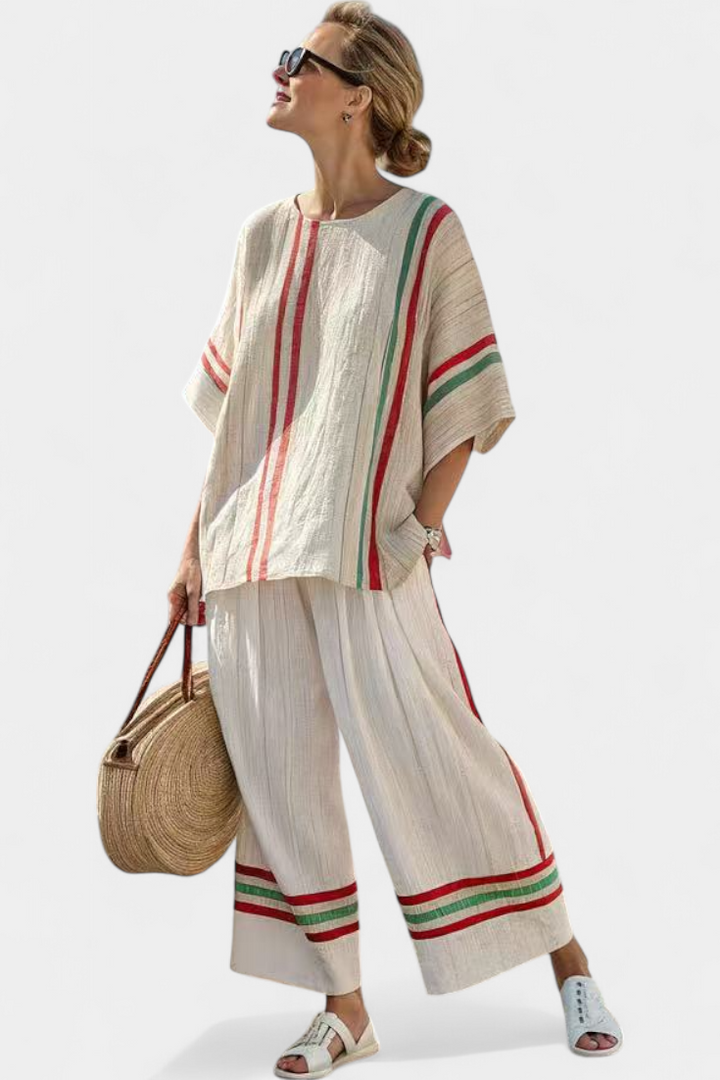 Truvane | Comfortable Boho Print Blouse &amp; Loose-Fit Trousers