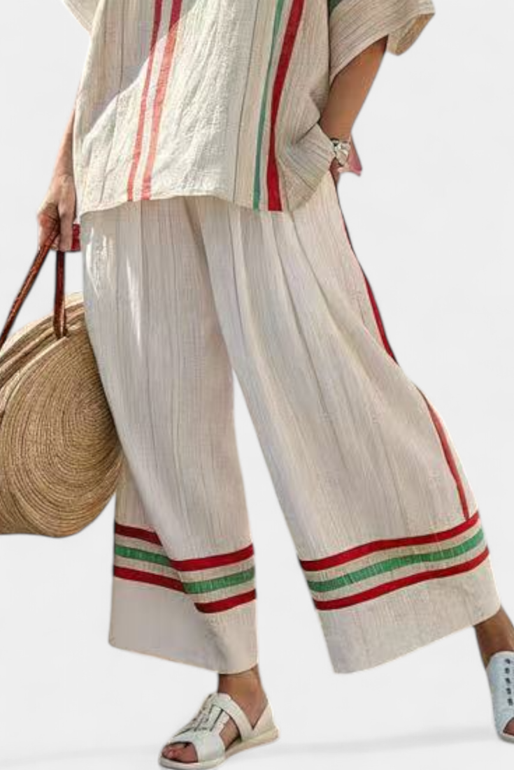Truvane | Comfortable Boho Print Blouse &amp; Loose-Fit Trousers