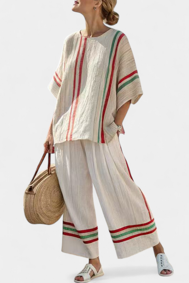 Truvane | Comfortable Boho Print Blouse &amp; Loose-Fit Trousers