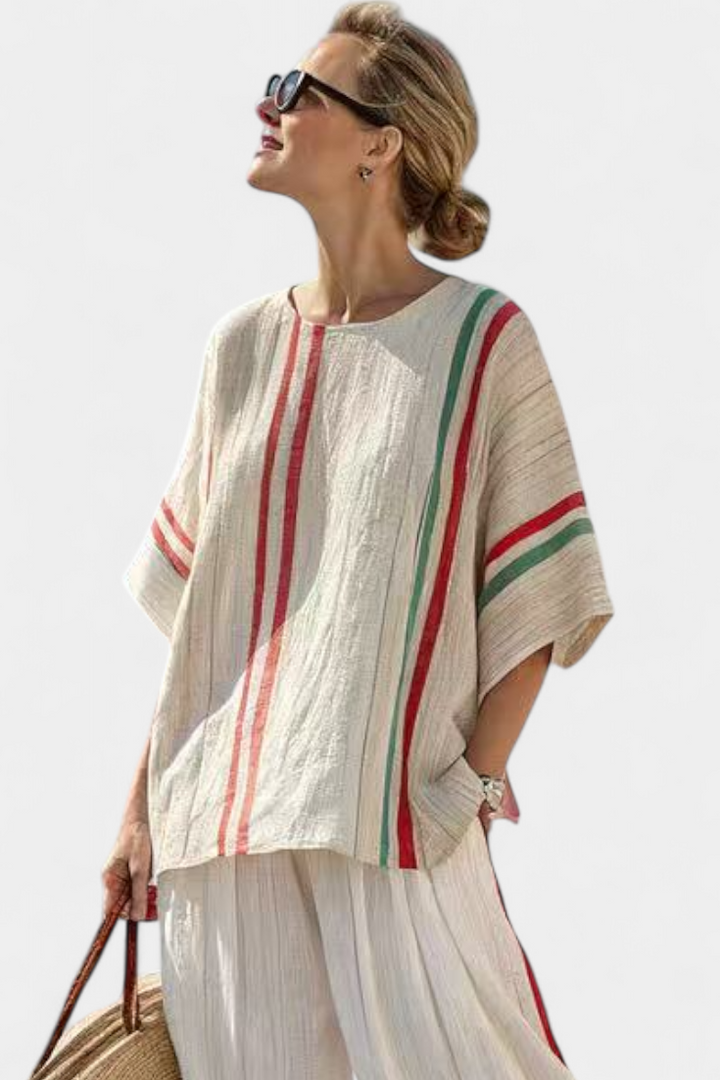 Truvane | Comfortable Boho Print Blouse &amp; Loose-Fit Trousers