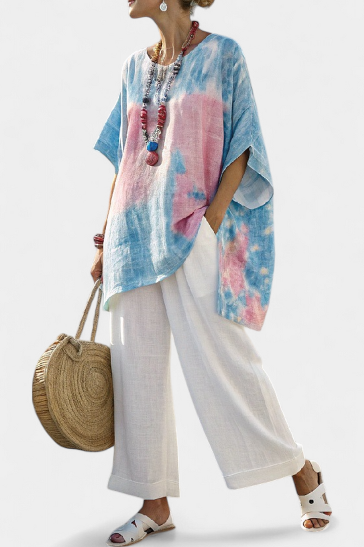 Vantrel | Comfortable Relaxed Linen Top &amp; Striped Bamboo Trousers