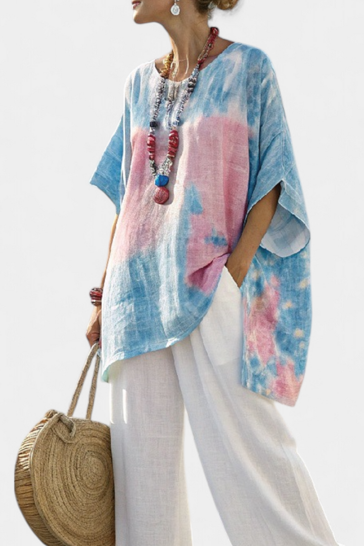 Vantrel | Comfortable Relaxed Linen Top &amp; Striped Bamboo Trousers
