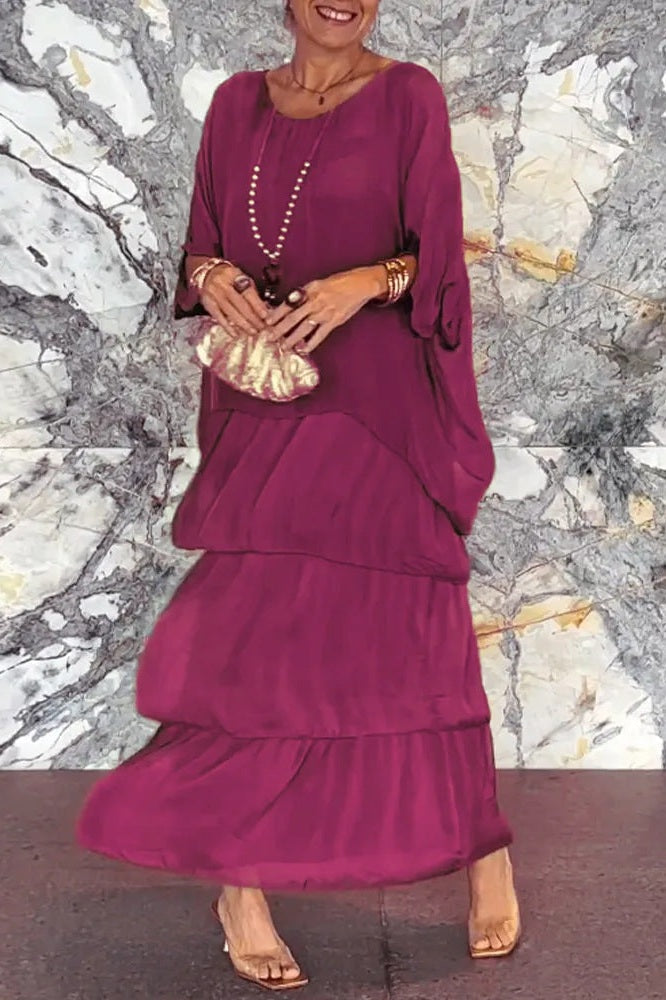 Nora | Layered Maxi Dress - Scarlet