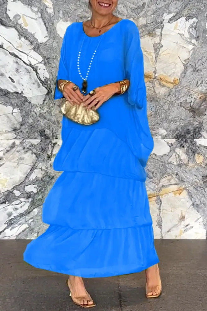 Nora | Layered Maxi Dress - Blue