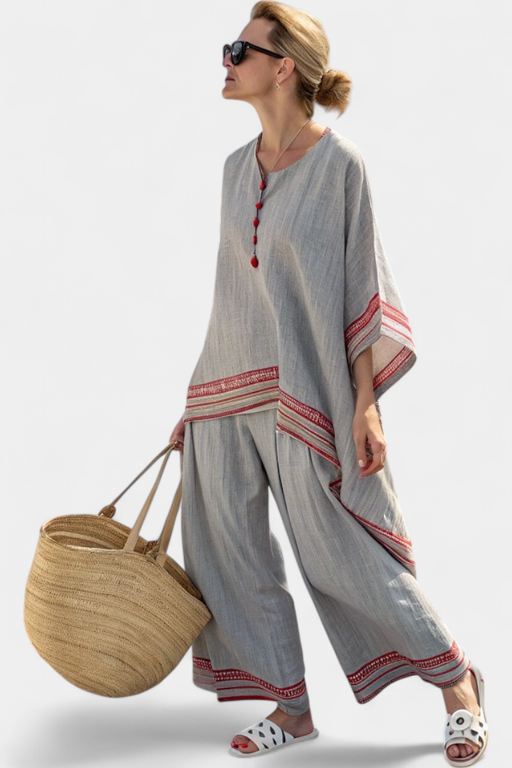 Daelric | Sophisticated Asymmetrical Blouse &amp; Ethnic Wide-Leg Trousers