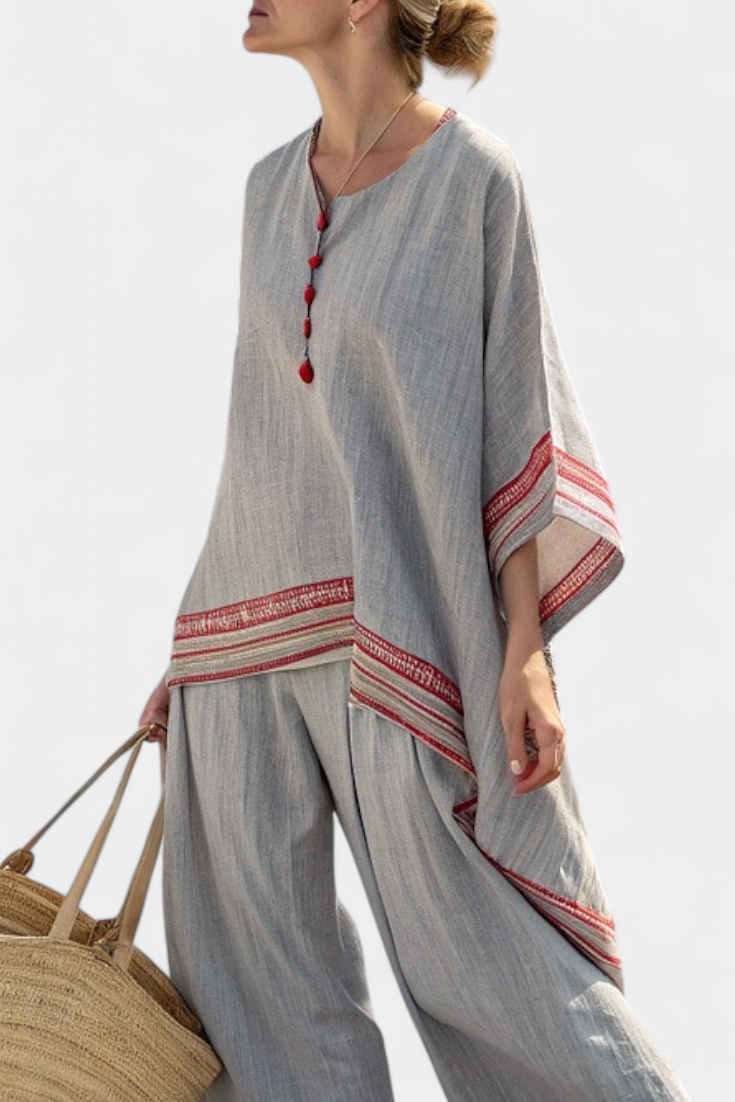 Daelric | Sophisticated Asymmetrical Blouse &amp; Ethnic Wide-Leg Trousers