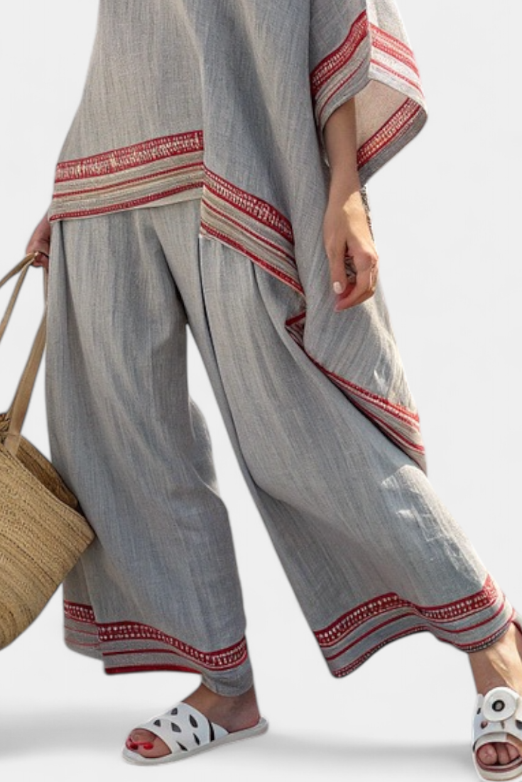 Daelric | Sophisticated Asymmetrical Blouse &amp; Ethnic Wide-Leg Trousers