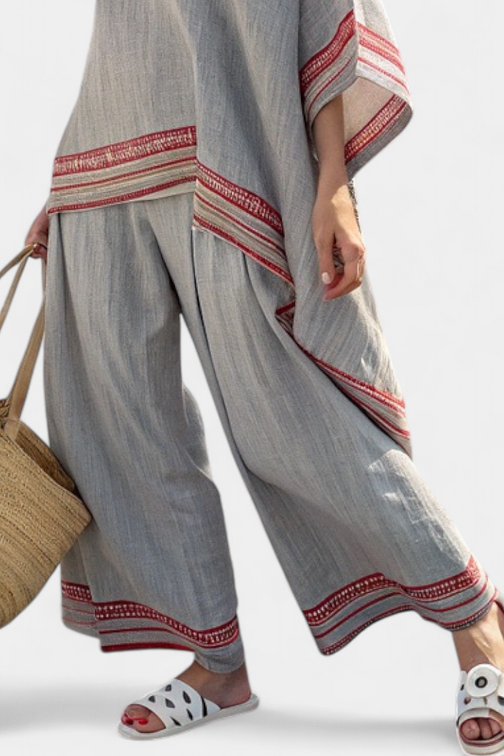 Daelric | Sophisticated Asymmetrical Blouse &amp; Ethnic Wide-Leg Trousers