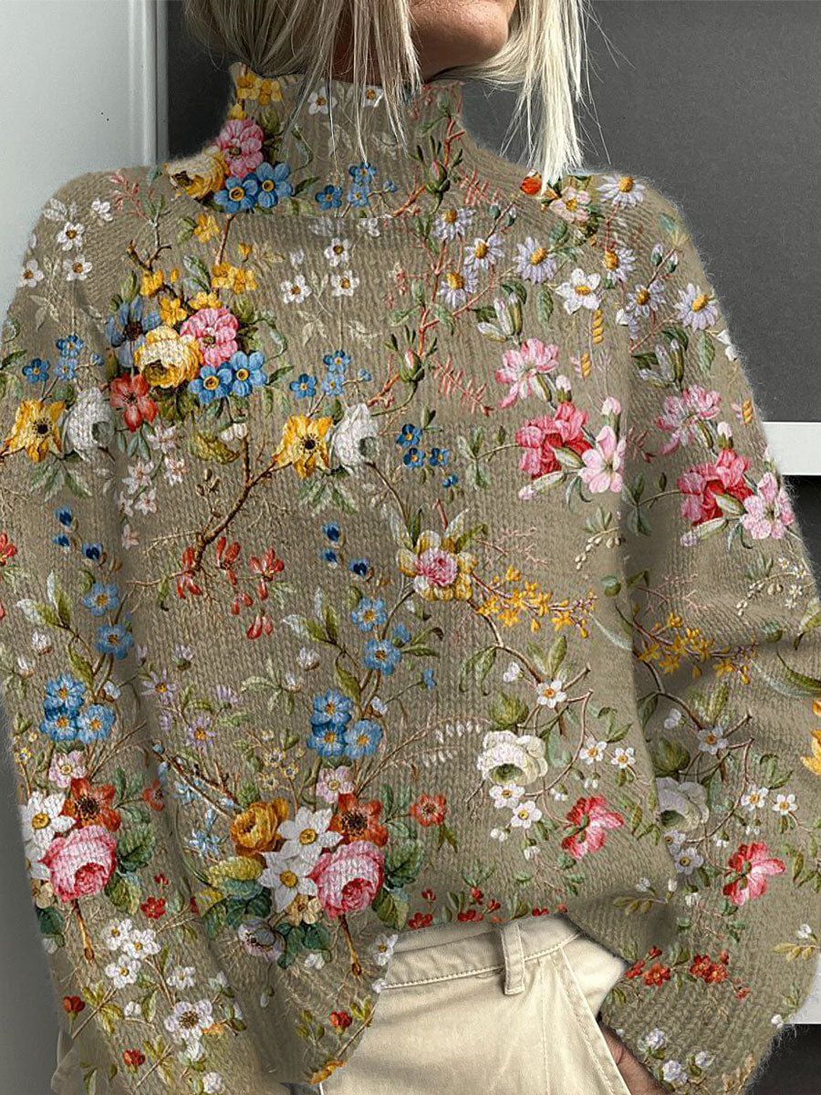 Jessie | Cozy Floral Turtleneck Sweater