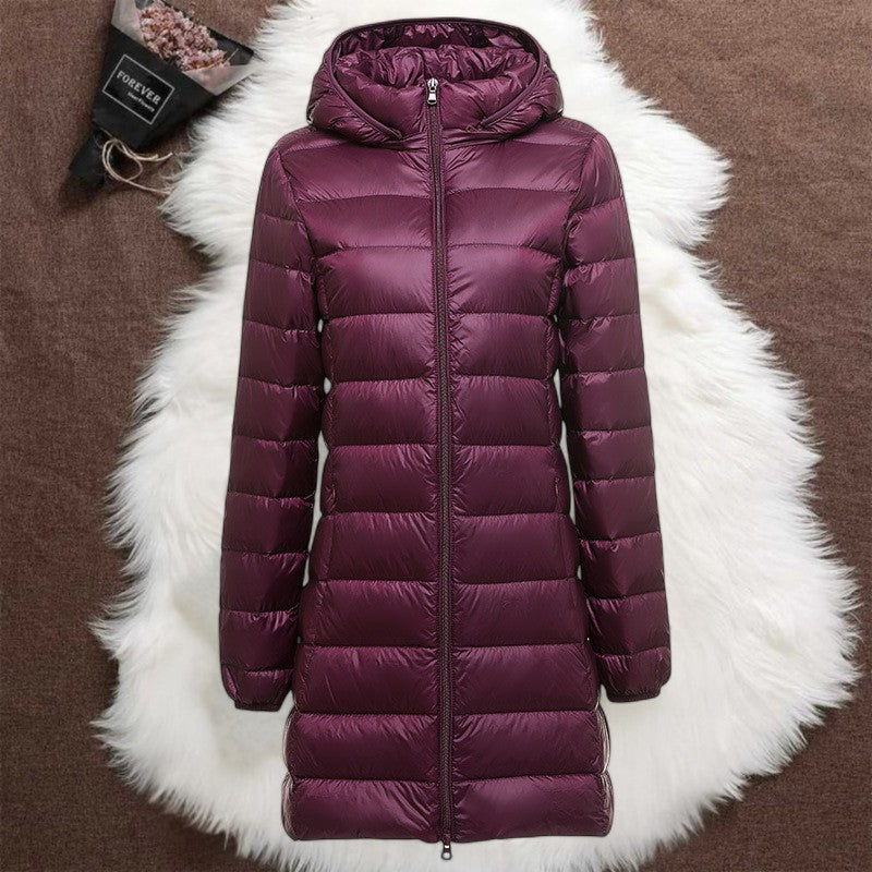 Natalie™ | Elegant Wine-Red Long Jacket