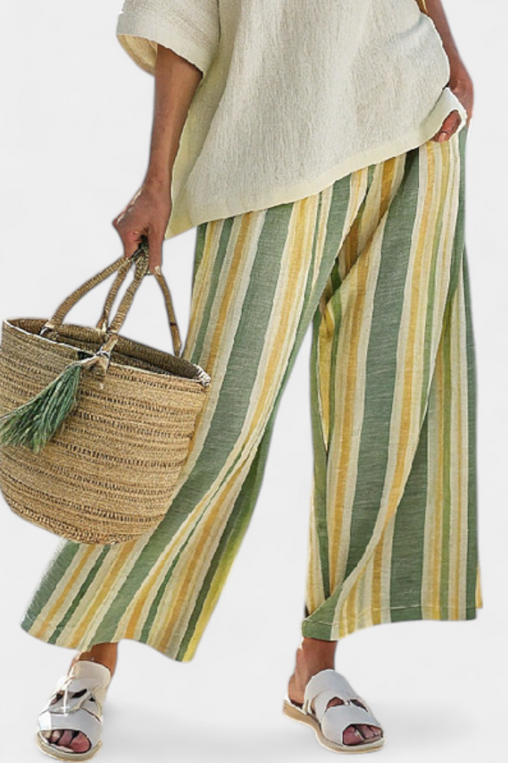 Ellowyn | Sophisticated Top &amp; Striped Linen Trousers