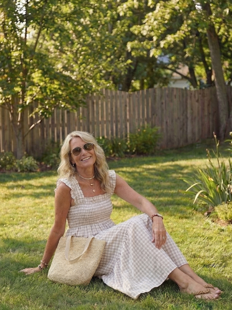 Odelisse | Flutter Sleeve Smocked Gingham Maxi Dress