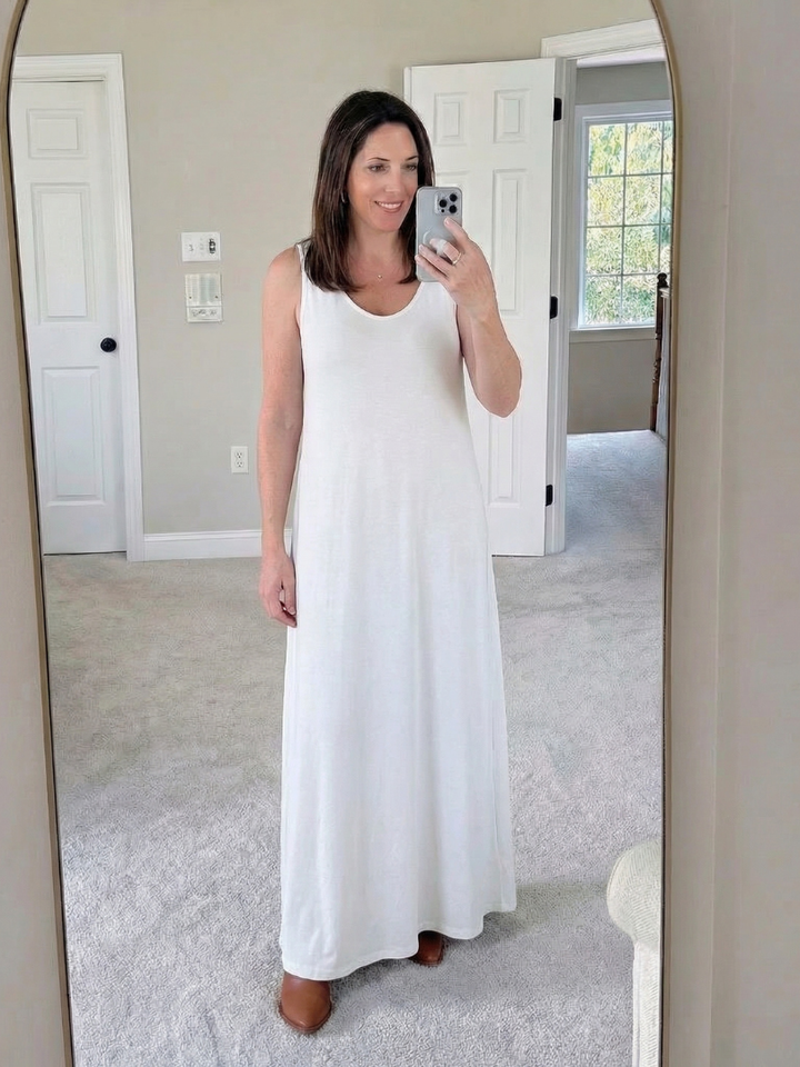 Noemi | Sleeveless V Neck Side Slit Midi Dress