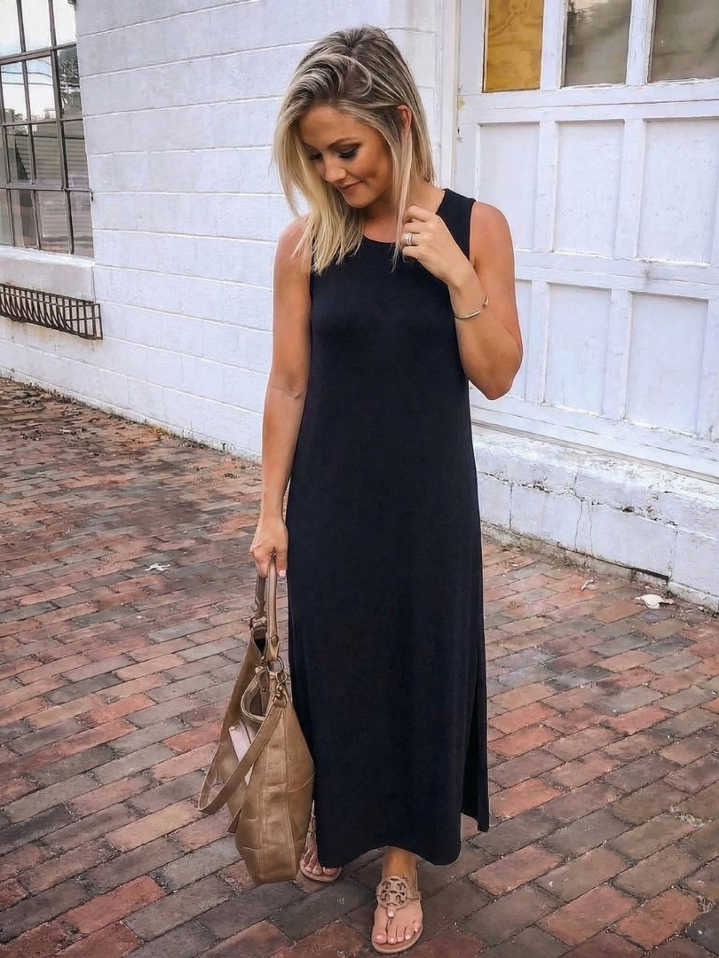 Linnea | Sleeveless Pocket Side Slit Midi Dress