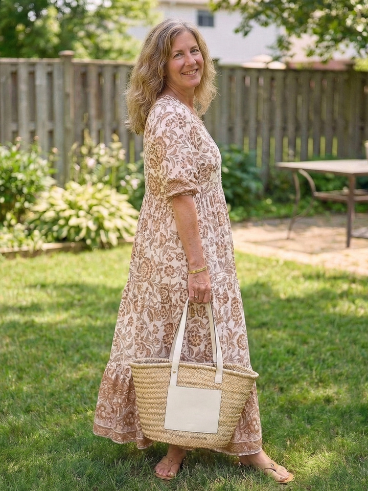 Isolde | Short Sleeve V Neck Floral Midi Dress