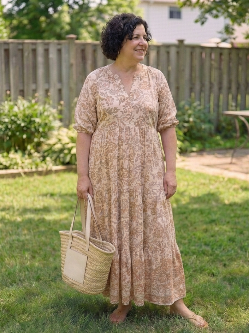 Isolde | Short Sleeve V Neck Floral Midi Dress
