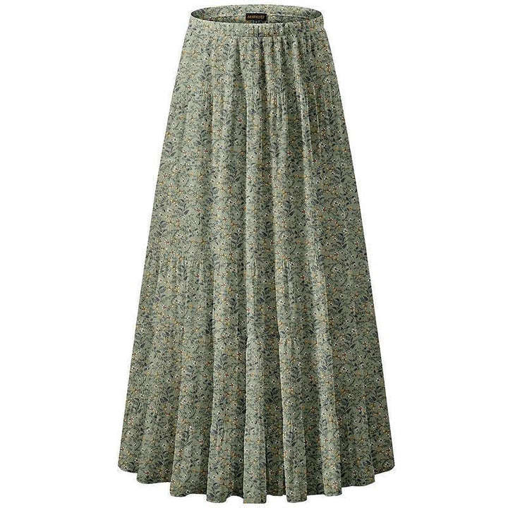 Autumn and Winter Floral Print Elastic Waist Skirt