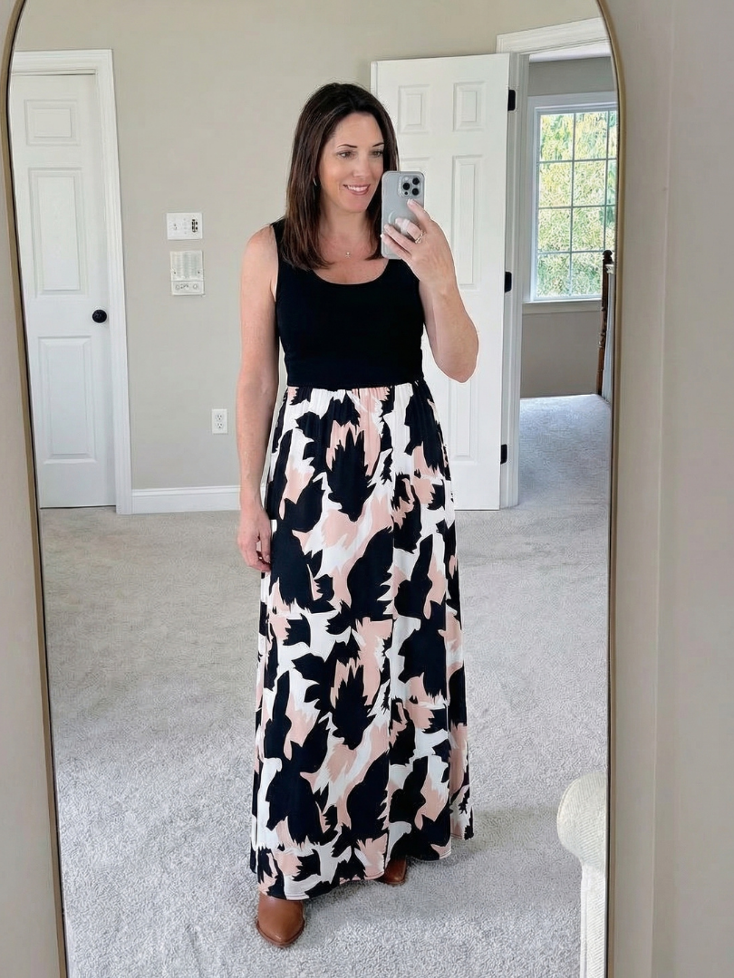 Zorina | Sleeveless Scoop Neck Printed Maxi Dress
