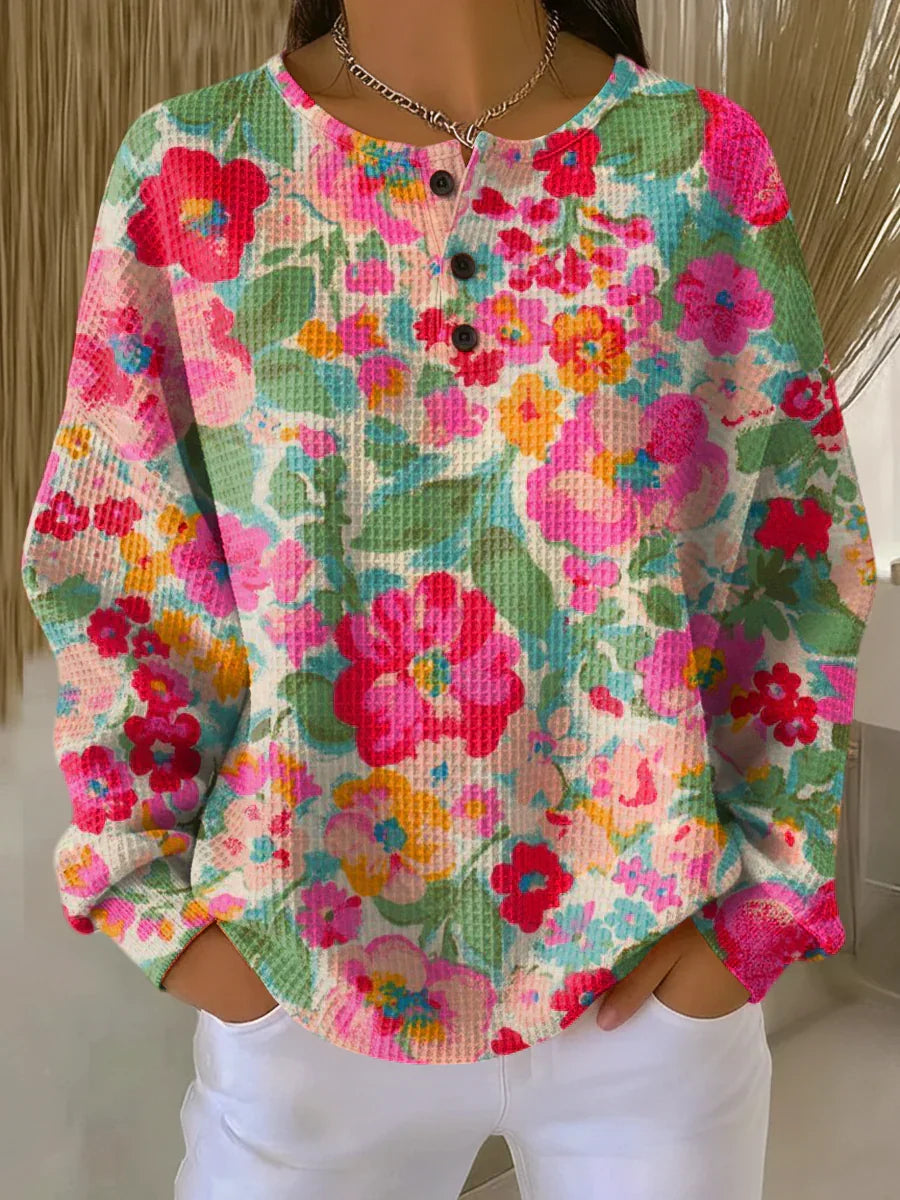 Myrinda | Soft Sweater with Colorful Flowers
